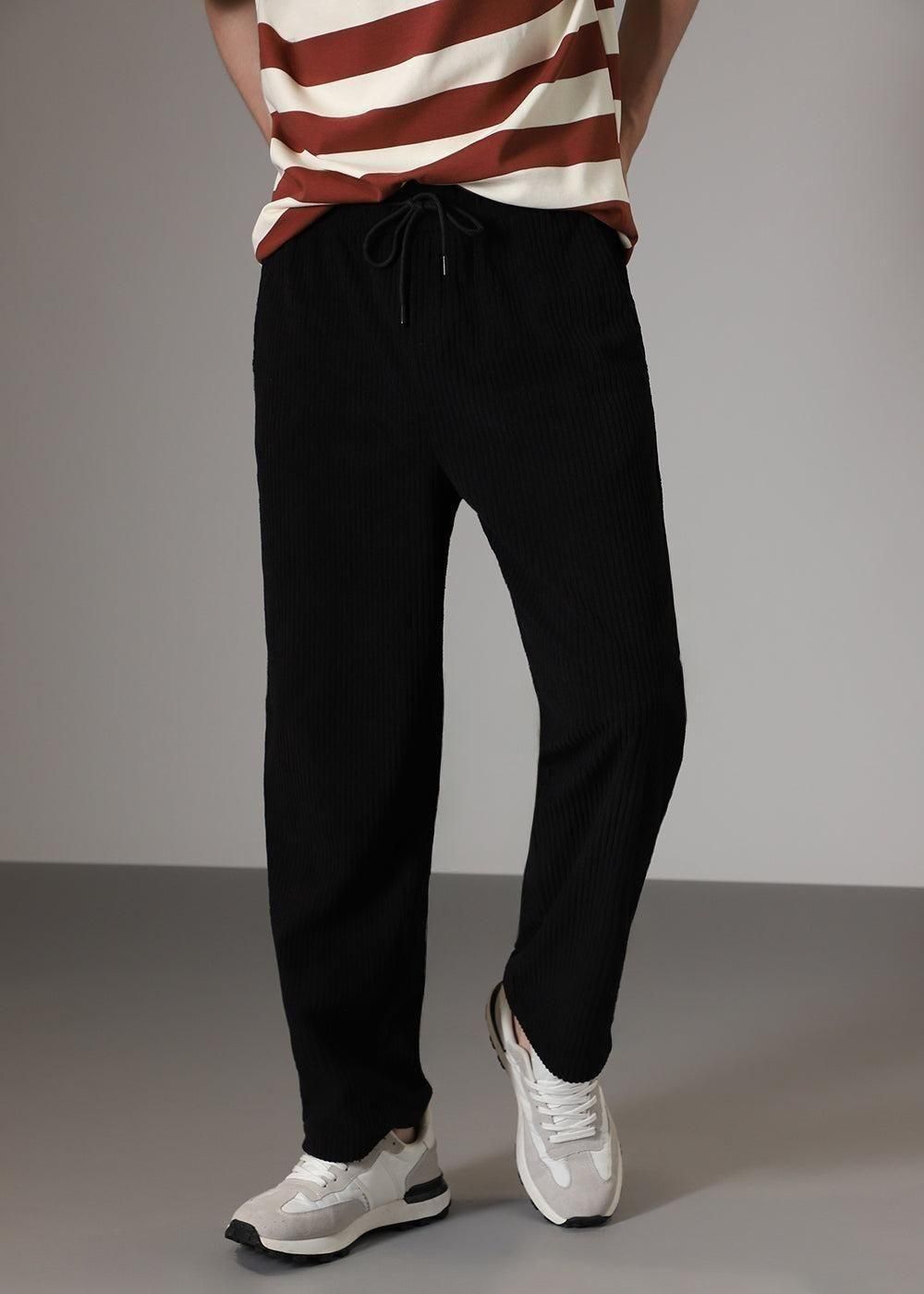 Men's Caudray Fabric Stylish Pants (Black, Pack of 1)