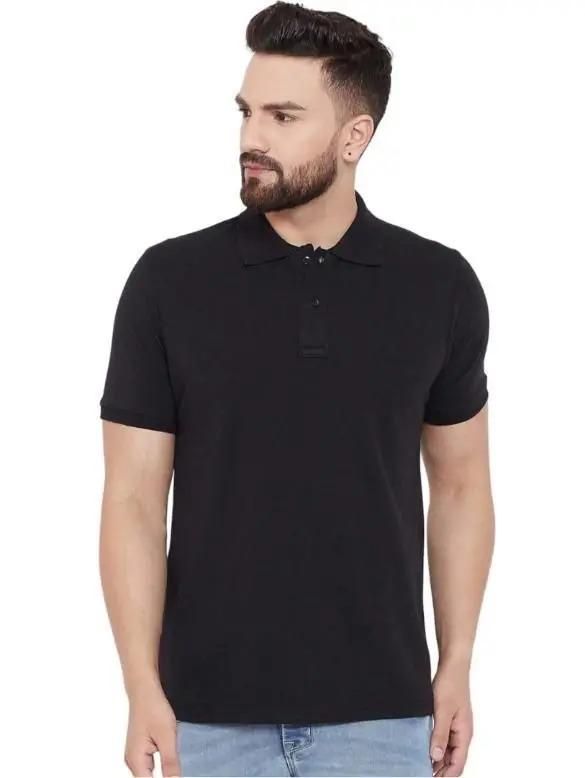 Cotton Blend Solid Half Sleeves Mens Polo Neck T-Shirt (Pack of 2)
